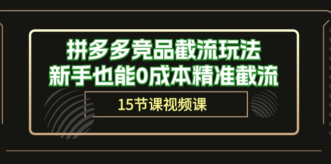 （10301期）拼多多竞品截流玩法，新手也能0成本精准截流（15节课）