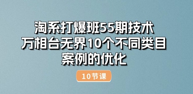 淘系打爆班55期技术：万相台无界10个不同类目案例的优化(10节)