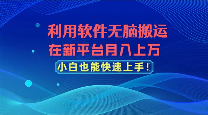 （11078期）利用软件无脑搬运，在新平台月入上万，小白也能快速上手