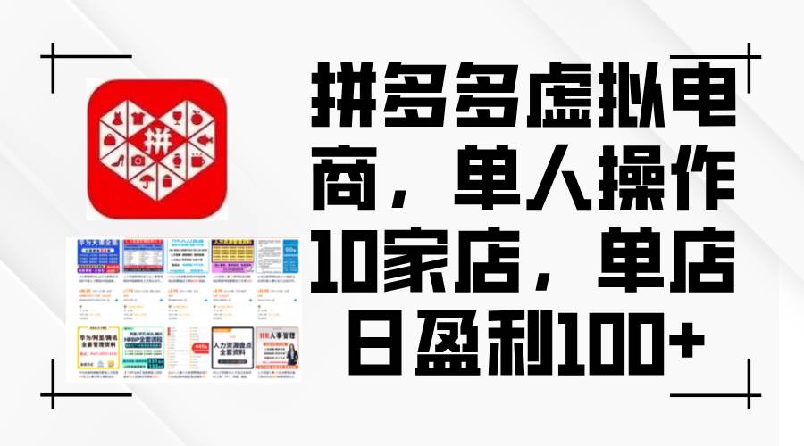 （12267期）拼多多虚拟电商，单人操作10家店，单店日盈利100+