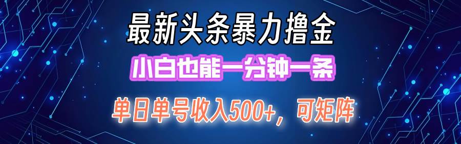 （12380期）最新暴力头条掘金日入500+，矩阵操作日入2000+ ，小白也能轻松上手！