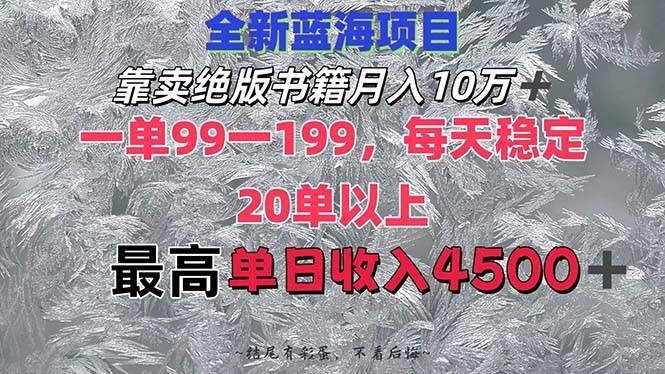 （12512期）靠卖绝版书籍月入10W+,一单99-199，一天平均20单以上，最高收益日入4500+